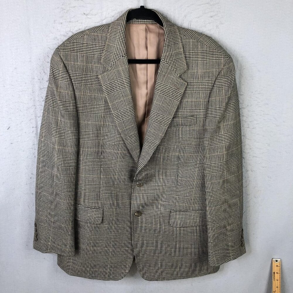 Lauren Ralph Lauren Blazer Mens 43R Brown Wool Glen Plaid Sport Coat Jacket - Picture 1 of 16